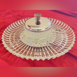 Vintage 1970 Kromex Lazy Susan Divided Tray.
